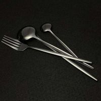 Black Flatware Set Stainless Steel 24Pcs Dinnerware Cutlery Set Western Food Fork Knife Teaspoon Tableware Silverware Set