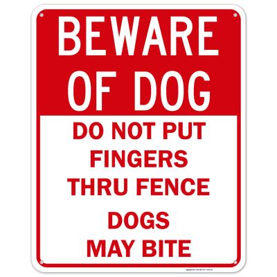 ระวังสุนัขอย่าวางนิ้วผ่านเครื่องหมายรั้วหนาทึบโพลีเอทิลีนความหนาแน่นสูงผลิตในสหรัฐสัญญาณ Sigo