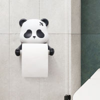 Resin Cartoon Panda Toilet Paper Holder WC Tissue Rack Bathroom Wall-mounted Punch-free Shelf Tissue Rack Roll Paper Hanger Rack