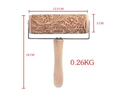 Christmas Embossing Wood Rolling Pin Embossing Cake Dough Roller DIY Kitchen Baking Tool for Household Baking Accessories