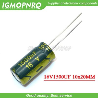 10PCS 16V1500UF 10*20mm 1500UF 16V 10*20 Aluminum electrolytic capacitor Electrical Circuitry Parts