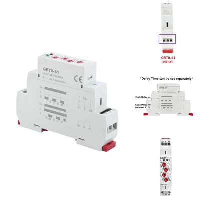 GRT8-S Asymmetric Cycle Timer Relay SPDT 16A Electronic Repeat Relay, GRT8-S1