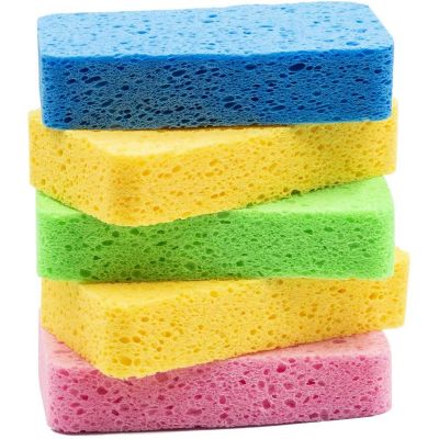 Large Cellulose Sponges,Kitchen Sponges for Dish, Duty Scrub Sponges,Non-Scratch Dish Scrubber Sponge for Cookware 5 Pcs