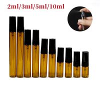 1pcs Amber Glass Essential Oil Perfume Bottle Empty Cosmetics Spray Bottles Sample Test Tube Thin Glass Vials 2ml/3ml/5ml/10ml Travel Size Bottles Con