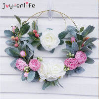 แหวนโลหะสีทองเจ้าสาวแบบพกพา Garland ชั้นวางดอกไม้ประดิษฐ์ DIY พวงหรีดงานแต่งงานวงกลมสาวจับ Dream Hoop แขวน Decor