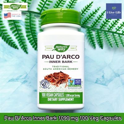สารสกัดจากเปลือกชั้นในของชมพูระย้าทิพย์ Pau d Arco Inner Bark 1090 mg 100 Veg Capsules - Natures Way
