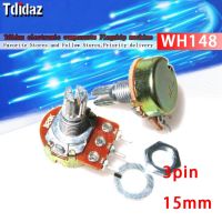 2pcs WH148 B1K B2K B5K B10K B20K B50K B100K B500K 3Pin 15mm Potentiometer 1K 2K 5K 10K 50K 100K Amplifier audio adjustment