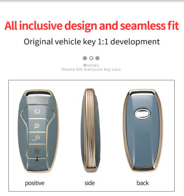 For BYD Tang Second Generation Song Pro QIn Pro Gold TPU Car Remote Key Cover Case FOB Shell Protect Bag Holder Keychain Acces