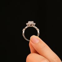 Certified 1CT Real Moissanite Ring For Woman D Color VVS1 Lab Diamond S925 Sliver Snow Engagement Promise Wedding Band Jewelry