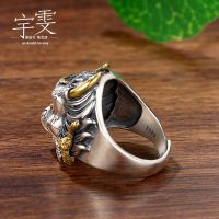 Yu Vivian s925 pure silver mirs hand ring male personality retro gold wing dapeng bird index breadwinners single —D0517