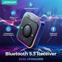 ▨ Joyroom Bluetooth 5.3 AUX อะแดปเตอร์รถ Dual Mics ENC Music Mic แฮนด์ฟรี 3.5 มม. อะแดปเตอร์ตัวรับสัญญาณบลูทูธสำหรับลำโพงรถยนต์