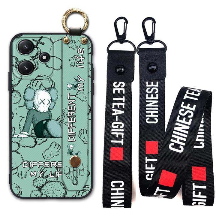 soft-case-anti-dust-phone-case-for-redmi-note12r-shockproof-kickstand-ring-cartoon-back-cover-lanyard-wrist-strap-cute