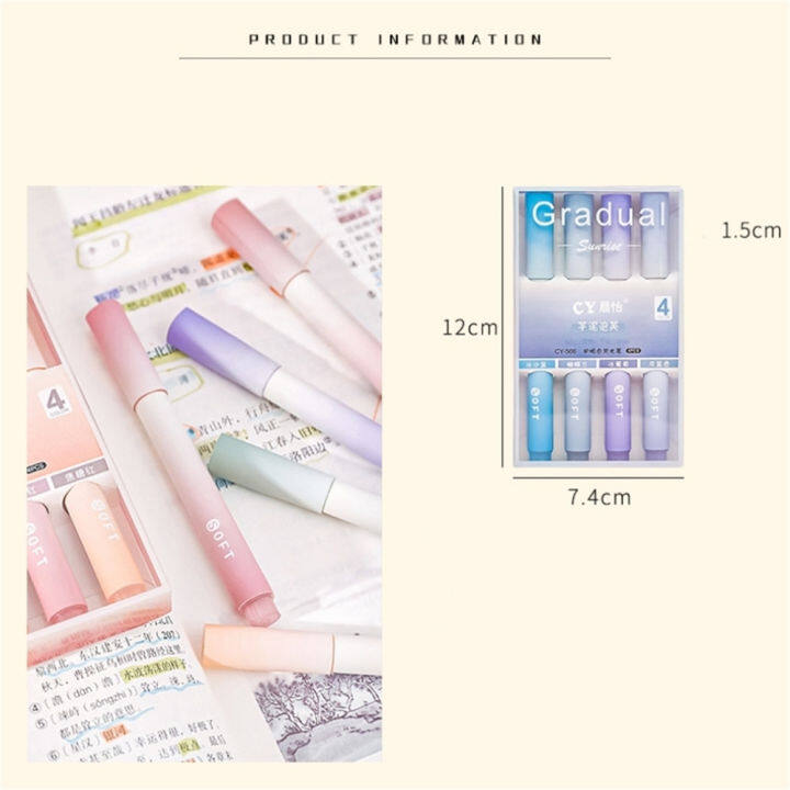 school-office-supplies-cute-highlighters-gradient-highlighters-kawaii-stationery-macaron-highlighter-pens