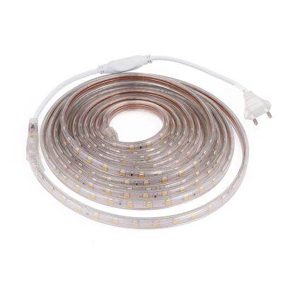 ∋♕□ LED Strip 5050 220V Waterproof Flexible Light 60LED/m Super Bright LED Ribbon With Power Plug 1m 2m 5m 10m 20m 25m 50m 100m