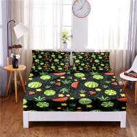 Watermelon Digital Printed 3pc Polyester Fitted Sheet Mattress Cover Four Corners with Elastic Band Bed Sheet Pillowcases