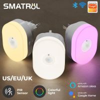 WiFi Smart Led Night Light PIR Motion Sensor Eu Us Uk Plug In Wall Lamp Warm White RGB Room App Voice For Alexa Google Home