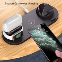 ZZOOI 6 in 1 Wireless Charger Station Portable Qi Fast Charging Dock Stand for AirPods Pro/AirPods/iPhone/Samsung/Huawei/HTC/Sony