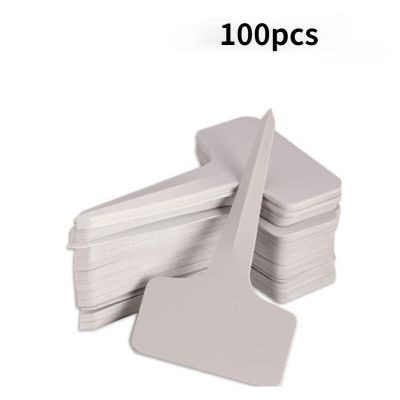 50/100 Buah Plastik Putih PVC Tanaman T-jenis Tag Penanda Pembibitan Taman Label Bibit Baki Pot Dekorasi Taman Label 6x10cm