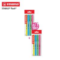 STABILO สตาบิโล Flash ปากกาเน้นข้อความ ปากกาไฮไลท์ ปากกาไฮไลต์ 4 สี ซื้อ 1 เเถม 1 (จำนวน 8 ด้าม)