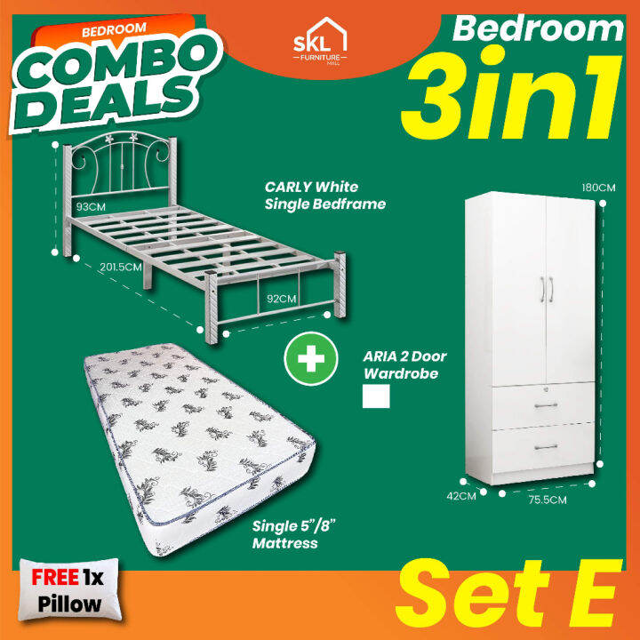 [BUNDLE DEAL] Bedroom bundle 3in1 E wardrobe bed tilam katil besi