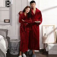 Couple Coral Fleece Sleepwear Casual Robe Kimono Bathrobe Gown Winter Warm Thick Nightwear Loose Home Clothing Nightgown