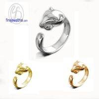 Finejewelthai-แหวนนักษัตร-ปีขาล-แหวนรูปเสือ-แหวนเงินแท้-Tiger-Zodiac-Silver-Ring-R138100 (เลือกสีตัวเรือนได้)