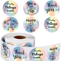 New 6 Unique Laser Happy Mail Thank You Stickers for Business Your Order Pretty Things Great Taste Package Decor Sealing Labels Electrical Trade Tools