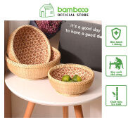 Bát hoa sao mây tre đan đựng hoa quả trang trí decor BAMBOOO ECO đường đan