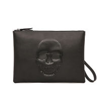 New Gentleman Fashion Skull Purses Men Clutch Bag Casual Handbag PU Leather Wallet Simple Male Purse Big Capacity Brown Wallets