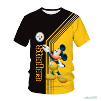 New！2023！Cotton short sleeved round neck T-shirt casual dengan Pittsburgh Steelman logo, hijau, gaya Hong Kong, cocok untuk olahraga, musim panas Untuk pria. High quality products （Freeprinting of names）