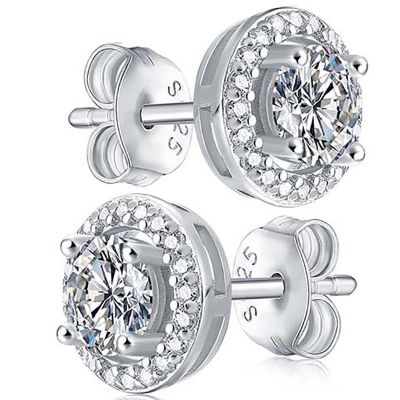 1 Carat D Color Real Moissanite Earrings Solid 100 925 Sterling Silver Flower Pattern Lab Diamond Ear Studs for Women Men Love