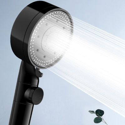 Five Speed Multi Function Large Water Spray Super Supercharged Shower Shower Head Black Silver Shower Head Single Head  by Hs2023