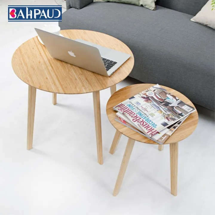 Bahpaud Living Room Coffee Table Round, Small Round Bamboo Coffee Table