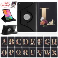 For Samsung Galaxy Tab A 10.1 2019 T510 T515/Tab S6 Lite p610 P615/A7 10.4 Initial Letter Rotating Stand Tablet Cover Case + pen