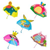 Children Umbrella with Animal Ears Boys Girls Cartoon Long Handle Light Umbrella K0AB