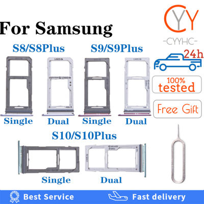 ถาดใส่ซิมการ์ดสำหรับ Samsung Galaxy S8 S9 S10 Plus + G950 G955 G965 S8Plus S9Plus S10Plus ซิมการ์ดซิมการ์ด Micro SD การ์ดใส่ถาดอะแดปเตอร์เปลี่ยนเดี่ยว/คู่