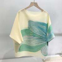 ❒▣♦ Aiden001 Average Size Toothpick Pleats Summer Pleated Solid Color Short-Sleeved Top Printed T-Shirt S-107