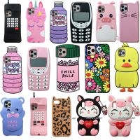 3D Cartoon Cute Animal Bear Pig Unicorn Silicone Cover For iPhone 5 5s SE 5C 6 6s 7 8 Plus X XR Xs 12 Mini 11 Pro Max Phone Case