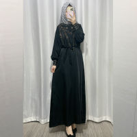 F282 Muslim Women Solid Color Rhinestone Hui Robe Middle East Dubai Fashion Long Dress Dress