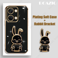 ROAZIC เคส Electroplated สำหรับ OnePlus Nord 3 5G/OnePlus Ace 2V 5G พร้อมเคสฝาหลังพับกระต่ายแบบน่ารักขาตั้งปลอกกันกระแทก