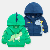 27kids Autumn Newborn Baby Boy Jacket Cute Dinosaur Coat Cartoon Cotton Trench Clothes Tops Hooded Windbreaker Outerwe 2-9Years