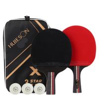 +‘； 2PCS Ping Pong Racket Training Set Racket Professional 6 Star Table Tennis Pimples-In Ruer Hight Quality Bat Paddle With Bag