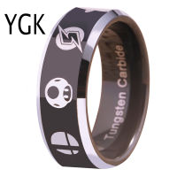 YGK Hot Sales 8MM Tungsten Wedding Band Ring For Women and Men Super Smash Bros ZeldaMetroidPokemonMario brosStar Fox Design