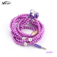 【New product】Wire-controlled In-ear Headphones With Mic Pearl Necklace Rhinestone Earphones Compatible For Samsung Xiaomi Phones