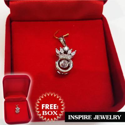 Inspire Jewelry จี้เพชรรูปกลม สวมมงกุฏ เพชรเม็ดกลางดุ๊กดิ๊กได้ น่ารักมาก เพชรCZ White gold เพชรสวยเกรด AAA++ เพชรวิ้งเจิดจรัส size 0.5cmx1cm งานดีไซด์ งานแบบร้านเพชร ในกล่องกำมะหยี่สวยหรู งานจิวเวลลี่่ สวยงาม ปราณีต