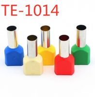 100PCS Copper TE10 14 two double European pin shaped terminal pressure wire pre insulated pipe