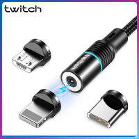 Twitch T01ไมโคร USB แม่เหล็กประเภท C สายสำหรับ iPhone Xiaomi โทรศัพท์มือถือที่ชาร์จไฟรวดเร็ว USB สายแท่นชาร์จแม่เหล็กสายไฟ