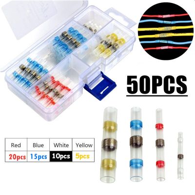 50PCS Heat Shrink Soldering Sleeve Terminals Insulated Waterproof Butt Connectors Kit Electrical Wire Soldered Terminals Electrical Circuitry Parts