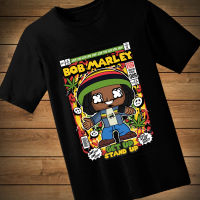 #021 เสื้อยืดลายการ์ตูน BOB MARLEY เสื้อยืดสีดำ เสื้อใส่เล่น เสื้อยืด เสื้อคอกลม ใส่สบาย เสื้อสกรีน เสื้อสั่งทำ เสื้อยืดแขนสั้น เสื้อเท่