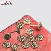 Decorative Nails Tacks Studs Elegant Brass Flower Head Pushpin Woodwork Tool Ancient Style 16x11mm Furniture Fittings